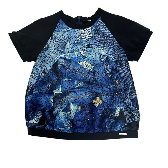 NWT Junior Jean Paul Gaultier Blue Metallic Embellished Top 6A - Picture 3 of 13